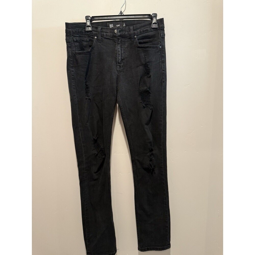 RSQ Jeans Mens 29x32 Black Skinny Denim Pants Distressed Bottoms Casual